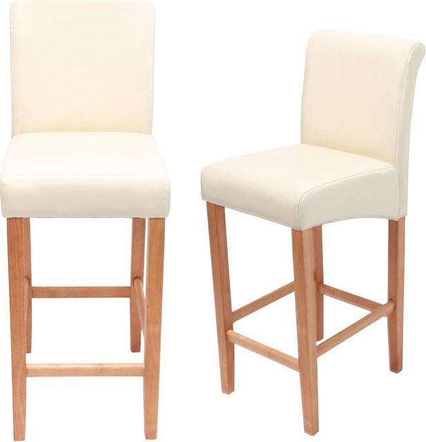 2er-Set Barhocker MCW C33 in Beige aus Leder im Retro-Look - Bild 1