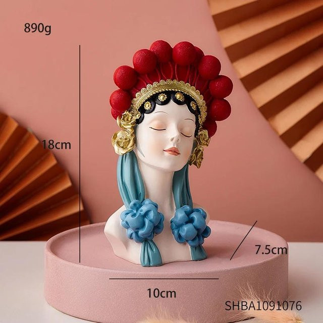 Dekorative Pekingoper Mädchenfigur im chinesischen Stil aus Harz, Multicolour, Tischdeko für Büro und Schrank - Bild 1