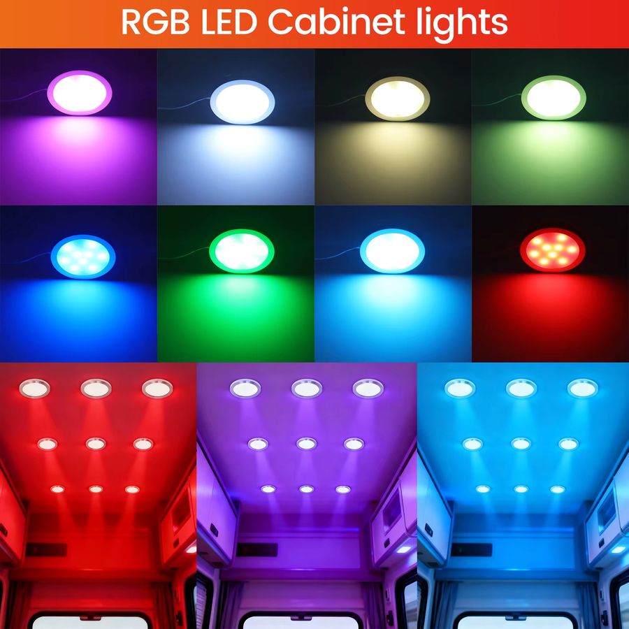 KISUFU Smart RGB LED Deckenstrahler mit Bluetooth und WIFI App-Steuerung, dimmbar, runde Unterschrankleuchte, 12V - Bild 2