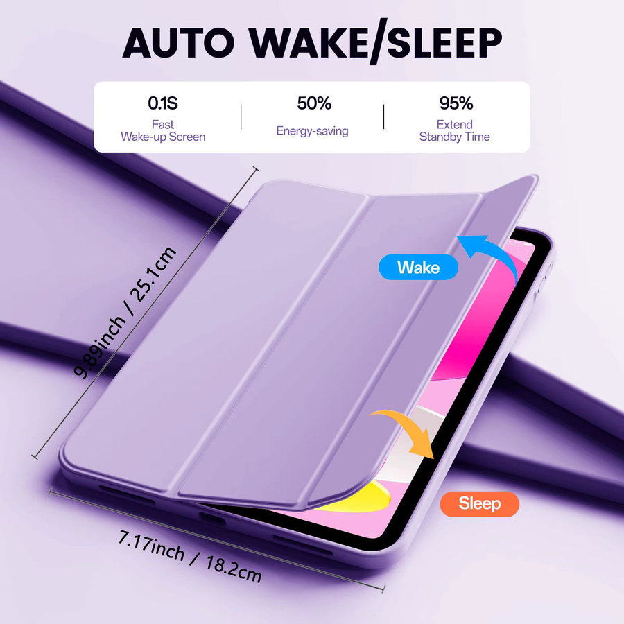 Magnetische Flip Smart Cover Hülle für iPad 11 Zoll (11. Generation 2025) und iPad 10,9 Zoll (10. Generation 2022) mit Ständer von tzion in Gelb oder Lila - Bild 2