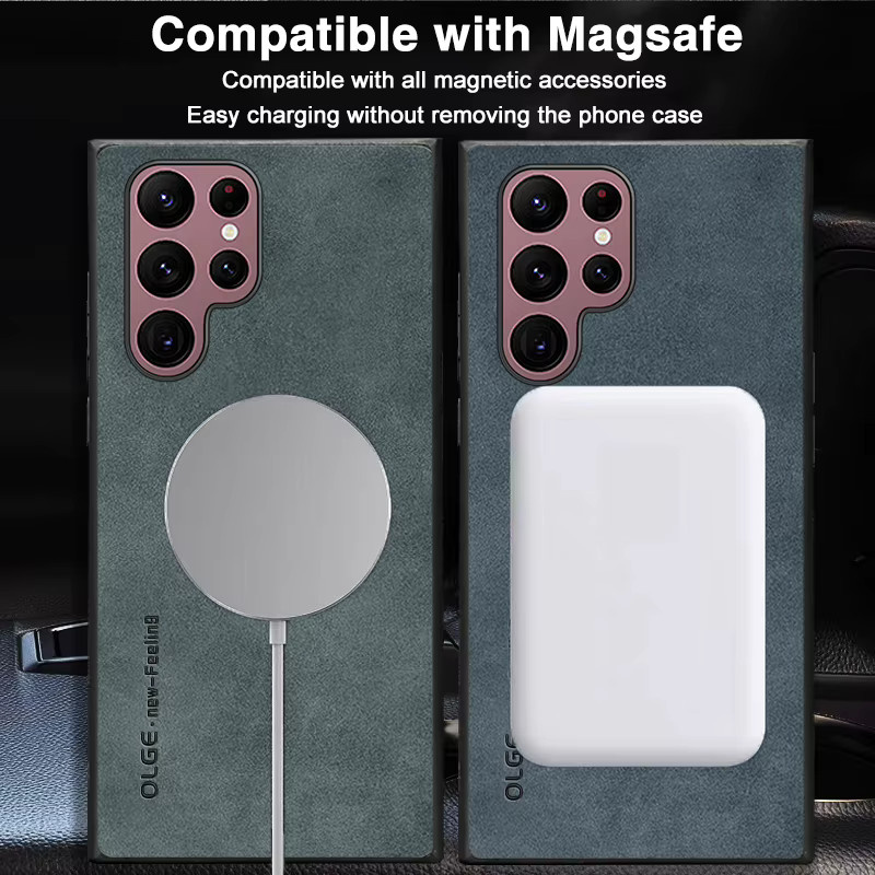 Luxus Magnetische Lederhülle für Samsung Galaxy S24, S23 Ultra, S23FE und Note20 mit MagSafe und kabelloser Ladefunktion in Blau - Bild 2