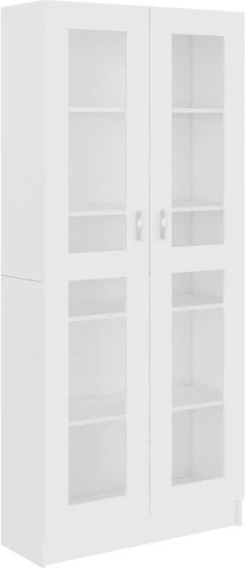 vidaXL Vitrinenschrank Weiß mit Glastüren und Regalböden, B/T/H: 82,5 x 30,5 x 185 cm - Bild 1
