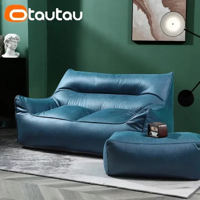 OTAUTAU 2-Sitzer Sitzsackbezug aus Kunstleder SF392 in Blau oder Grün - Bild 1