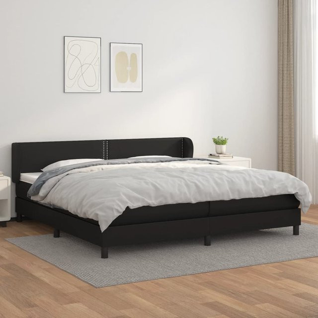 vidaXL Boxspringbett mit Matratze Schwarz Kunstleder B/T/H: 200 x 200 x 203 cm - Bild 3