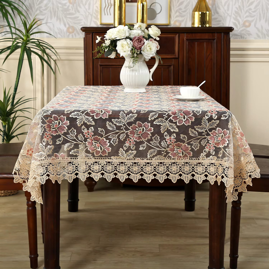 Battilo Spitzen-Tischdecke Coffee Pink mit luxuriöser Bestickung für Esstisch und Couchtisch - Bild 2