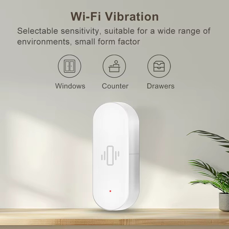 Tuya WiFi-Vibrationssensor für intelligente Warnungen, kompatibel mit Alexa und Google Home, in Weiß oder Beige - Bild 2