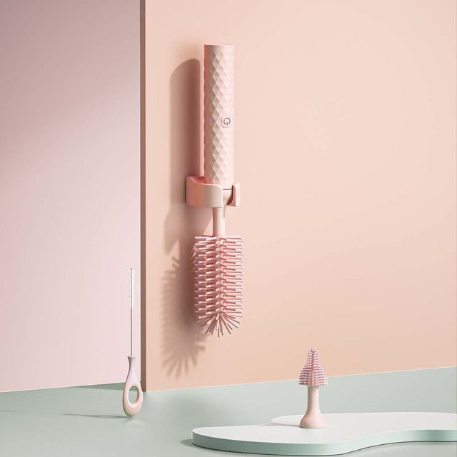 Elektrische Silikon Flaschenbürste von Binchi Keji Travel in Rosa für Babys mit 360 Grad Drehung und 1200 mAh Lithiumbatterie, BPA-frei - Bild 1