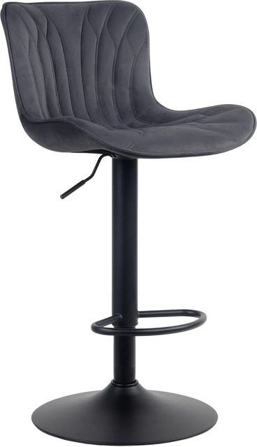DELUKE Barhocker NIDOR Barstuhl aus Samt in Schwarz mit Stepp-Muster und Lehne, B/T/H: 48 x 54 x 83 cm - Bild 1