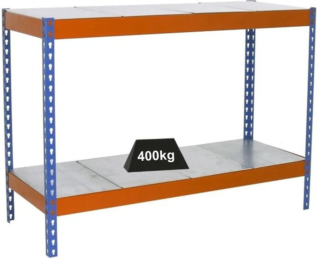 PROREGAL Schwerlastregal Mini Metal Yeti Two aus Metall in Blau-Orange, H x B x T: 90 x 150 x 75 cm, Fachlast 400 kg - Bild 1