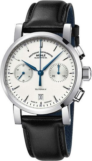 Mühle Glashütte Herrenuhr Teutonia IV, Automatik, Edelstahl, 39 mm, Leder - Bild 1