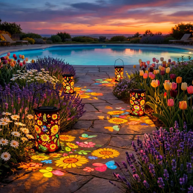 ledcbet Sonnenblumen Solar-Gartenlaternen aus Metall in Mehrfarbig, Wasserdichte LED Solarleuchten mit Haken für Garten, Balkon und Weg - Bild 1