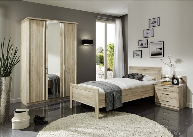 Vaja Möbel Einzelbett Meran in Eiche Sägerau Dekor, Breite: 90 cm, Tiefe: 200 cm - Bild 1