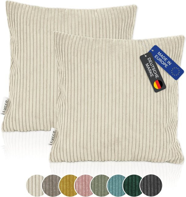 Lycce 2er Set Kissenbezüge aus Cordstoff in Beige, B/B: 40 x 40 cm - Bild 1