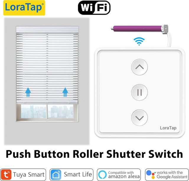 LoraTap Tuya Smart Life Push Button Vorhangschalter in Weiß für Elektromotoren mit Sprachsteuerung über Alexa und Google Assistent, B/H: 80 x 80 mm - Bild 1