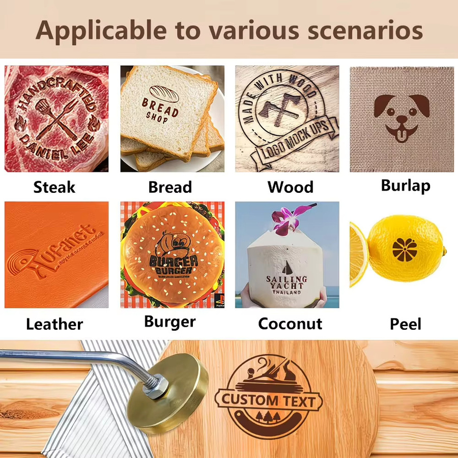 Personalisierter Brandstempel aus Messing mit Logo für Holzbearbeitung, Lederhandwerk und BBQ in Gold - Bild 2