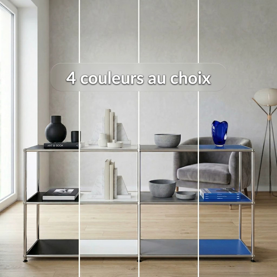 Floordirekt Metallregal Concept Epure MK 030 Standregal Sideboard in Blau mit 3 Ablagen - Bild 3