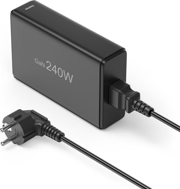 Hama USB-Ladestation mit 5 Ports GaN Schnellladegerät in Schwarz mit 4 x USB-C und 1 x USB-A für 240 W - Bild 2