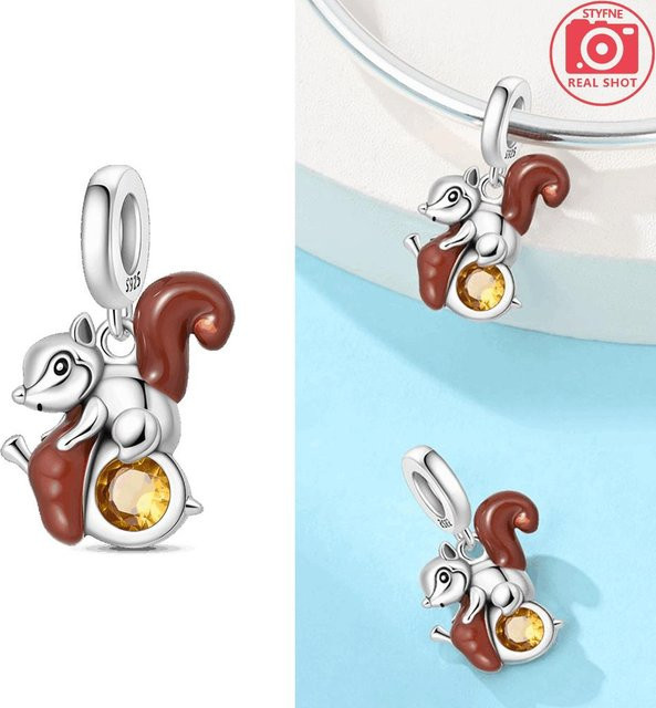 YIRAN Jewelry Anhänger Ginkgoblatt, Eichhörnchen, Kupfer, Perle, Damen - Bild 1