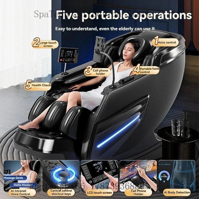 FULANG 6D Massagesessel mit Ganzkörpermassage, Nullschwerkraft-Funktion, SL-Schiene, Heizung und Bluetooth in Schwarz - Bild 1