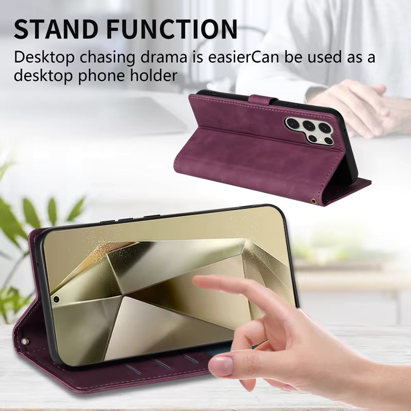 Magnetische Leder-Brieftasche als Flip-Hülle für Samsung Galaxy S25 S24 FE S23 Ultra A15 A16 A17 A35 A36 A53 A54 A55 A56 in Braun und Lila - Bild 3