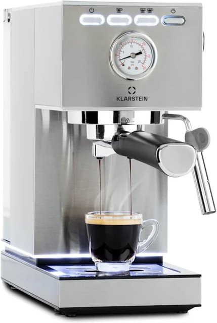 Klarstein Pausa Espressomaker in Silber aus Edelstahl mit 1350 Watt, 20 Bar Druck und 1,4 Liter Wassertank - Bild 1