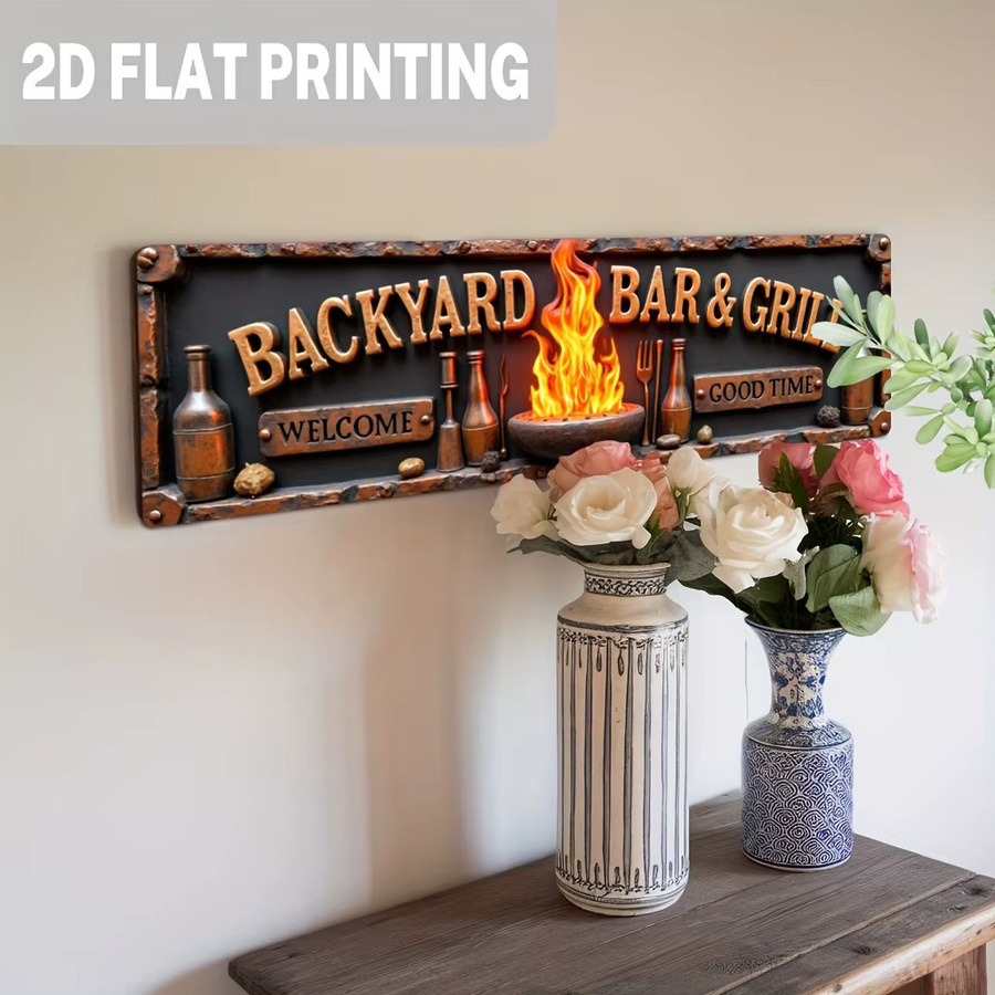 Rustikales Aluminium-Wandschild HELLOYOUNG im Vintage-Design mit Willcome Good Time für Bar und Grill - Bild 5