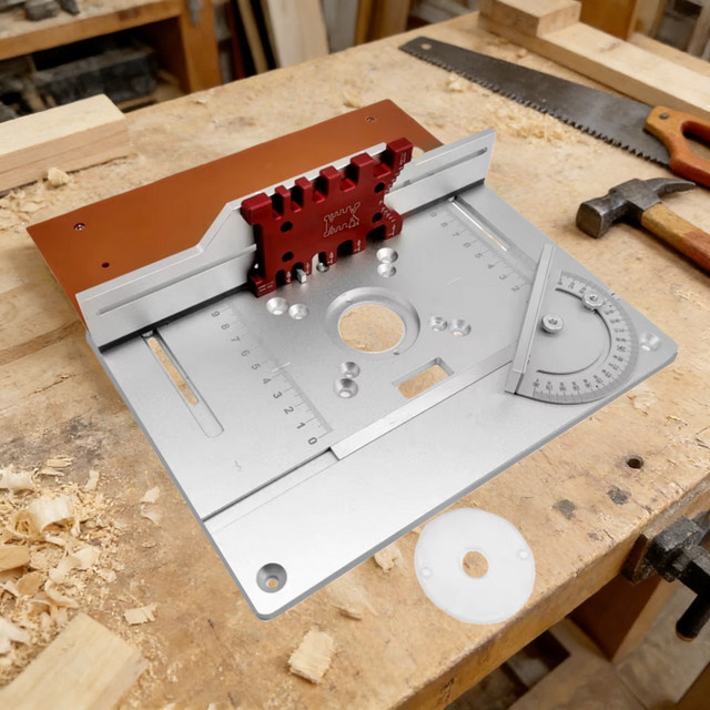 GDART Aluminium Router Tisch Einsatz Platte in Silber mit Gehrung Guide für Holzbearbeitung und Kreissäge - Bild 1
