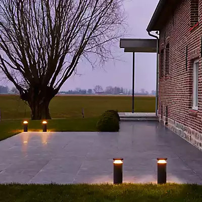 Delta Light Bazil LED Sockelleuchte in Grau und eloxiertem Aluminium, Höhe: 21,5 cm
