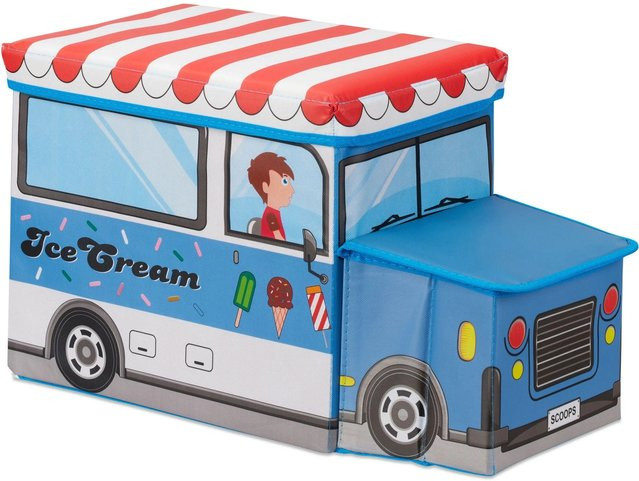 Relaxdays Sitzbox Icecream, faltbare gepolsterte Sitzbox für Kinder, Mehrfarbig, B/T/H: 33 x 27 x 56 cm - Bild 1
