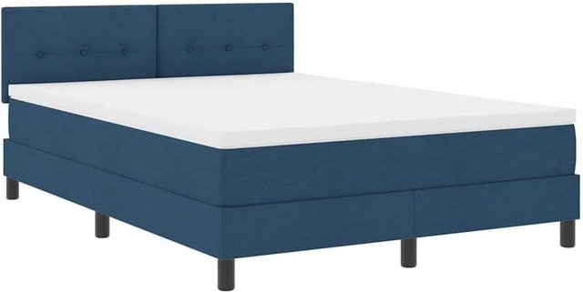 vidaXL Boxspringbett mit Matratze und LED-Unterbettbeleuchtung in Blau, Stoff, B/T/H: 140 x 200 cm - Bild 1
