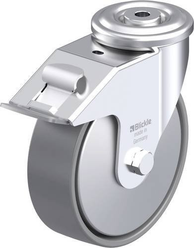 Blickle Stahlblech-Lenkrolle LER-PO 160G-FI-ELS-FA in Silber/Grau mit 160 mm Rad-Durchmesser und 300 kg Tragfähigkeit - Bild 1