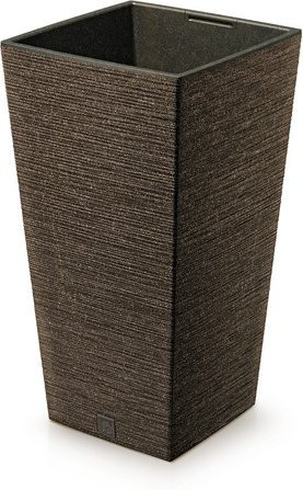 Witterungsbeständiger Blumentopf Prosperplast Furu Square in Braun, B/T/H: 34,5 x 34,5 x 66 cm - Bild 1