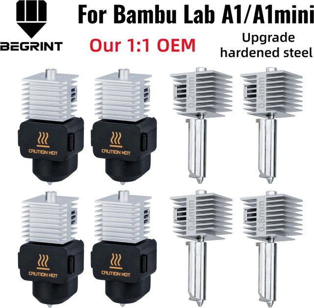 Bambu Lab A1 und A1 Mini Hotend-Kit mit gehärteter Stahl-Düse in Silber - Bild 1