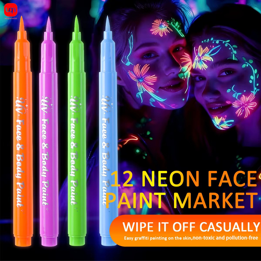 WQN-1 Set mit 12 Farben Feinspitz-Markern in Multicolour, schnelltrocknende Tintenmarker für Make-up, Verkleidungen und Poster-Design - Bild 2