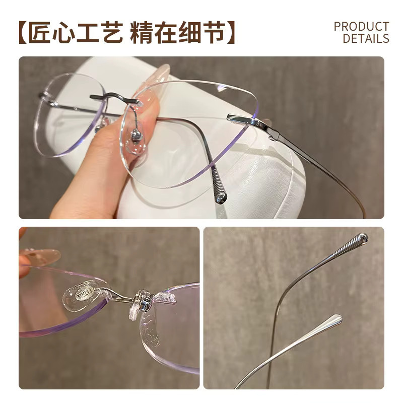 MUXIFAN Korrektionsbrille Cat Eye, Titan, randlos, silber, Damen - Bild 2