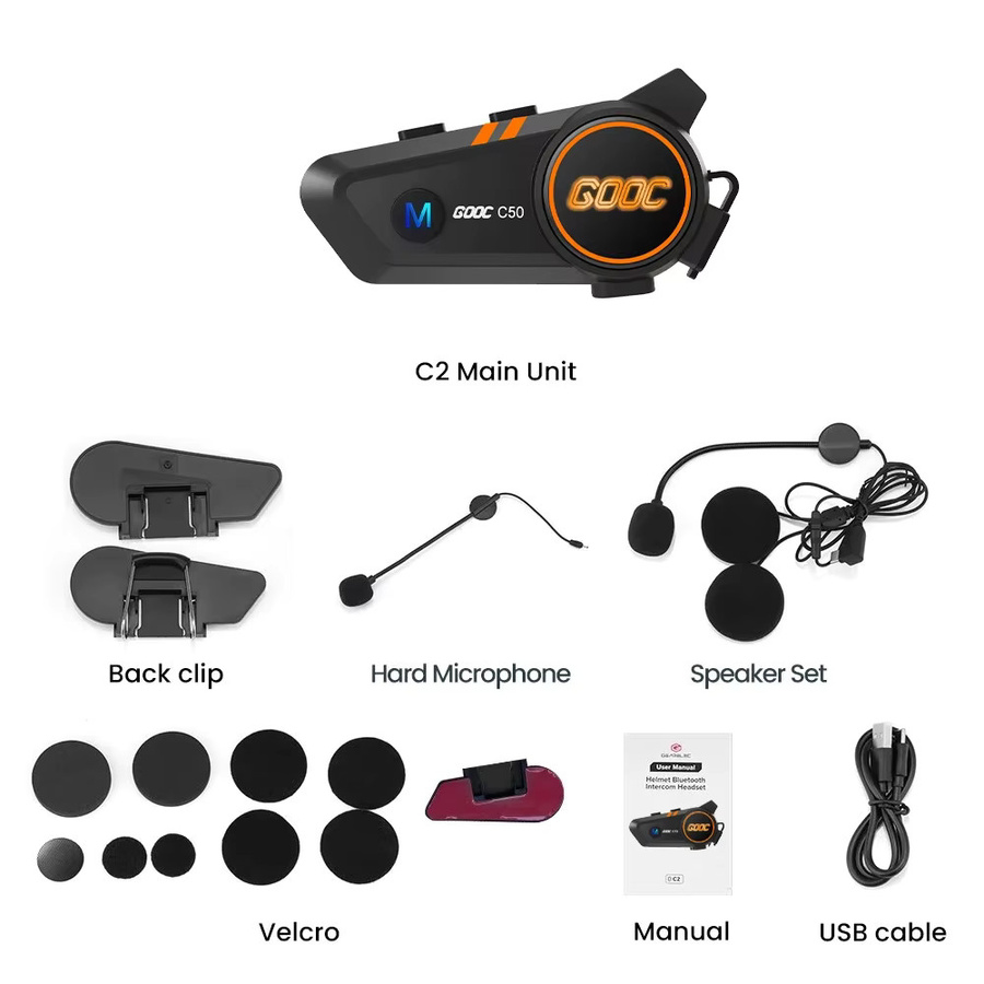 Bluetooth Motorradhelm-Headset mit Geräuschunterdrückung und Mikrofon, kabelloses Stereo-Freisprechgerät in Schwarz - Bild 3