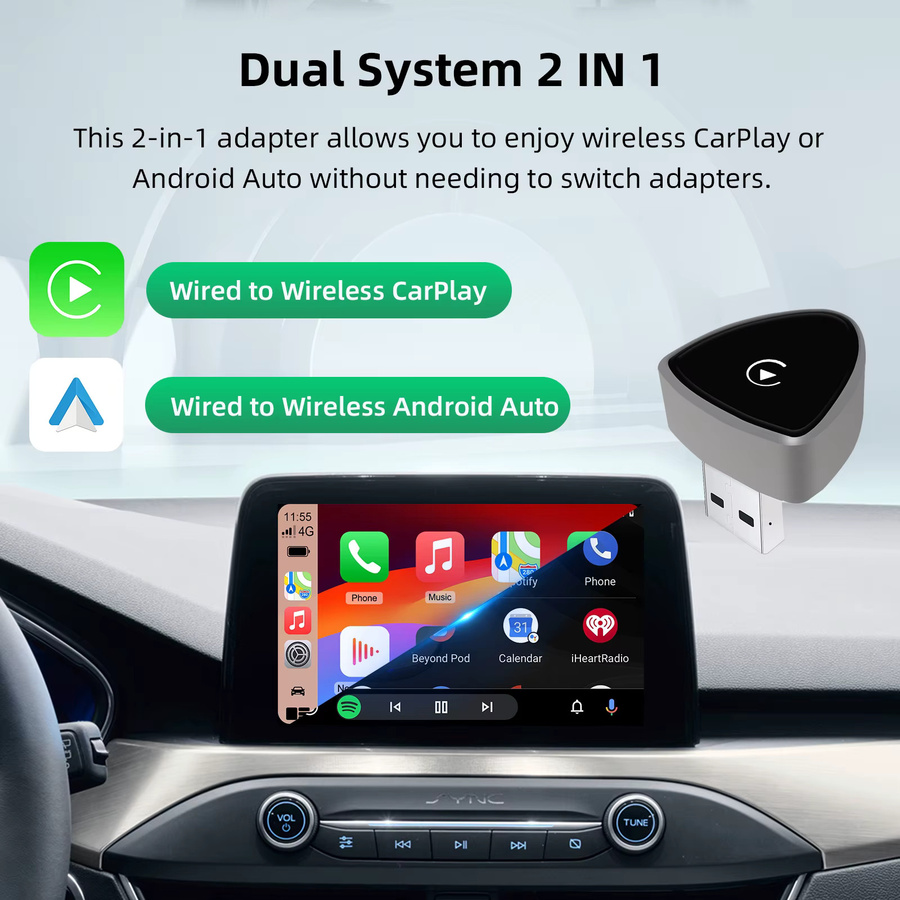 Ezonetronics Kabelloser 2-in-1 CarPlay und Android Auto Adapter in Schwarz für werkseitig verkabelte Autos - Bild 4