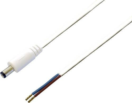 BKL Electronic 072090 Niedervolt-Anschlusskabel mit Niedervolt-Stecker und offenen Kabelenden in Weiß, Länge: 2,00 m, 5,5 mm / 2,1 mm - Bild 1