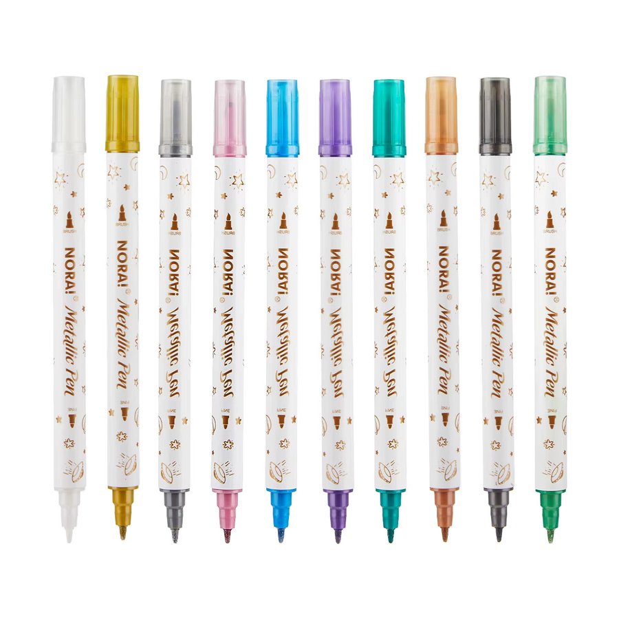 SHANDS 10 Stück Metallic-Glitzermarker mit zwei Spitzen in Multicolour für DIY, Scrapbooking und Kunsthandwerk auf Keramik, Stein und Glas - Bild 3