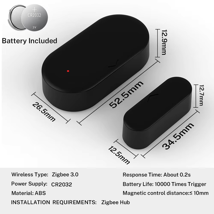 CriticalZone Zigbee 3.0 Kontaktsensor für Tür und Fenster in Schwarz, kompatibel mit Home Assistant, Alexa und Zigbee2MQTT (Zigbee Hub erforderlich) - Bild 4