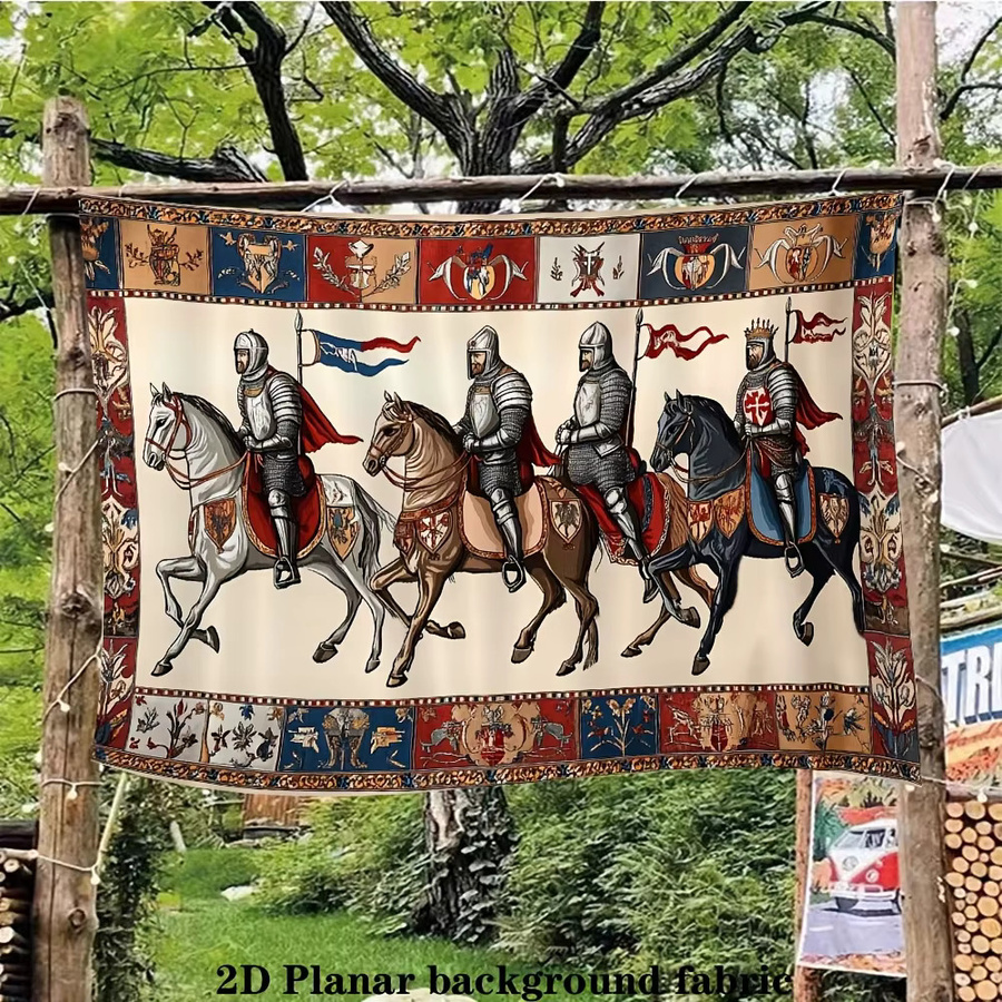 VIKAMA Mittelalterlicher Ritter Wandteppich in Multicolour, Vintage Wandbehang für Innen- und Außendekoration, B/H: 75 x 58 cm - Bild 2