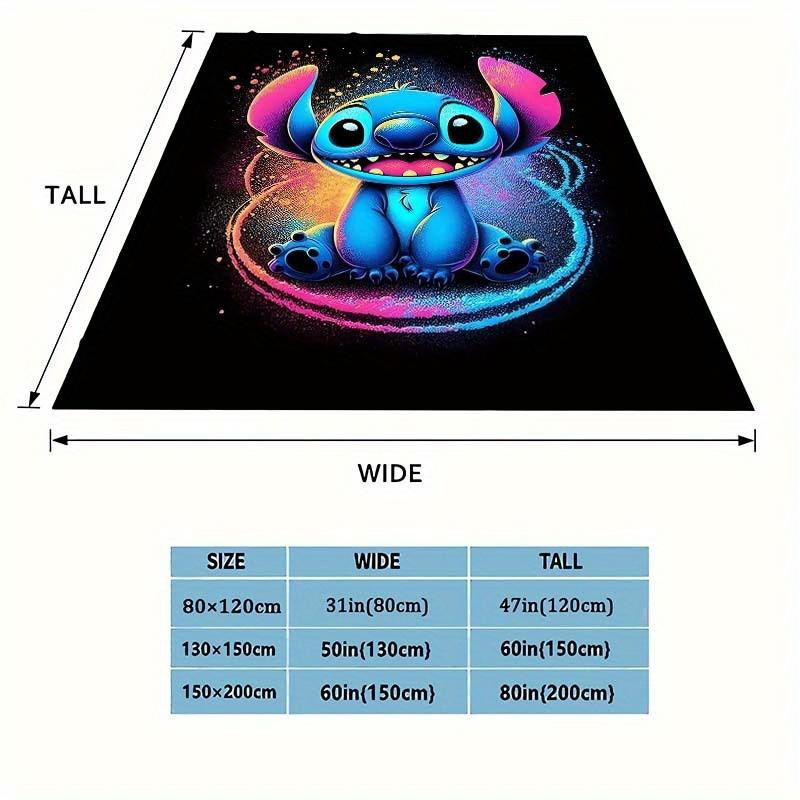 LjqSix Stitch Druckdecke aus Flanell in Multicolour, weiche Ganzjahresdecke mit Cartoon-Design, B/H: 80 x 120 cm - Bild 2