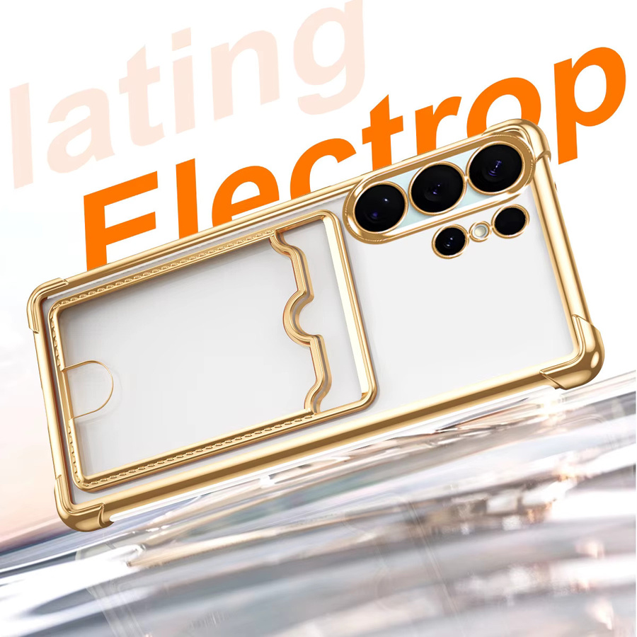 Eurynome Stoßfeste Galvanisierte Handyhülle mit Kartenfächern für Samsung Galaxy S25 Ultra S24 S23 S22 S21 FE Transparent Lila - Bild 2