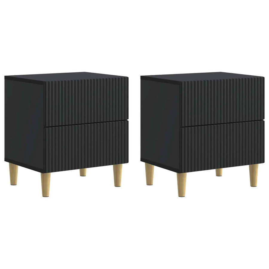 Set aus 2 vidaXL Nachttischen in Schwarz, modernes Design aus Holzwerkstoff, B/T/H: 43 x 34,5 x 48 cm - Bild 2