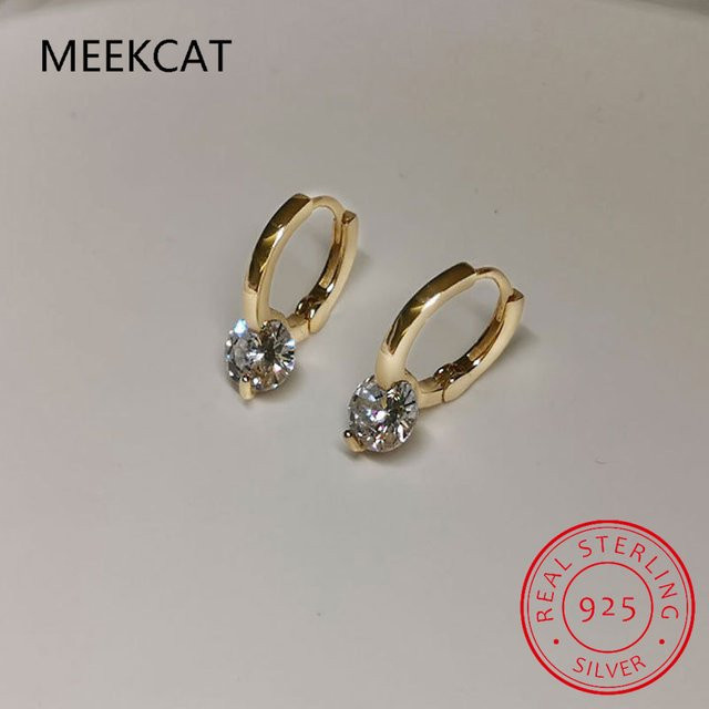 MEEKCAT Creolen Tropfen Ohrringe, 925 Silber, Moissanit, Damen - Bild 1