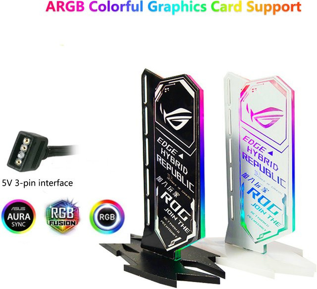 Asus ROG ARGB GPU-Stützhalterung in Schwarz mit 5V 3-Pin Beleuchtungssynchronisation für deinen PC - Bild 1