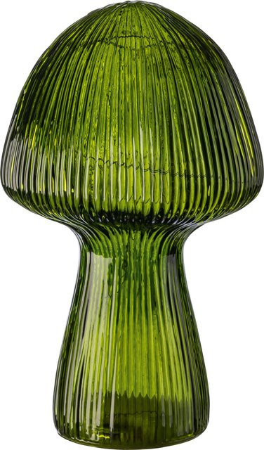 LIVARNO LED-Dekopilz Rillenpilz aus Glas in Rot, Silber und Grün - Bild 1