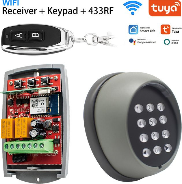 Scimagic-RC Universal Metall drahtlose Fernbedienung Tastatur und Tuya Smart Garagentoröffner mit 433MHz Rolling Code Empfänger und RF433 Sender - Bild 1