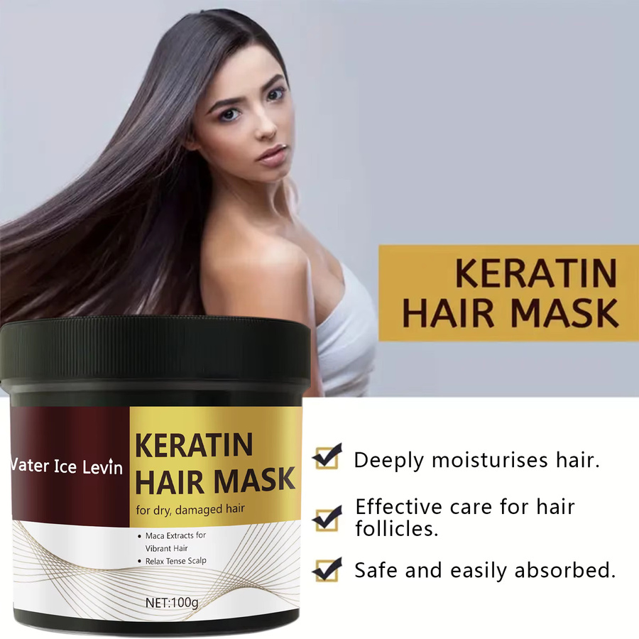 Water Ice Levin Keratin Haarmaske Creme, für strapaziertes Haar, Unisex - Bild 3