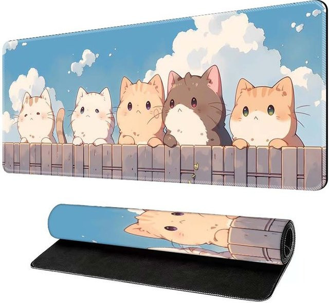 Kawaii Anime Katzen Mauspad in Multicolour – Rutschfeste und langlebige Schreibtischunterlage für Gaming und Büro - Bild 1